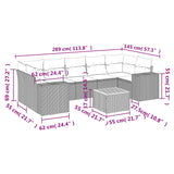 8 Piece Garden Sofa Set with Cushions Grey Poly Rattan - Side View