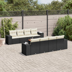 9 Piece Garden Sofa Set with Cushions Black Poly Rattan