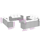 13 Piece Garden Sofa Set with Cushions Beige Poly Rattan - Side View