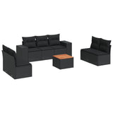 8 Piece Garden Sofa Set with Cushions Black Poly Rattan - Front View