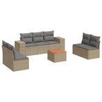 8 Piece Garden Sofa Set with Cushions Beige Poly Rattan