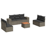 8 Piece Garden Sofa Set with Cushions Grey Poly Rattan - Front View