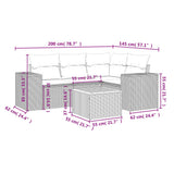 5 Piece Garden Sofa Set with Cushions Grey Poly Rattan