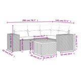 5 Piece Garden Sofa Set with Cushions Grey Poly Rattan - Side View