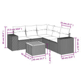 6 Piece Garden Sofa Set with Cushions Black Poly Rattan - Side View