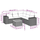 6 Piece Garden Sofa Set with Cushions Grey Poly Rattan - Side View