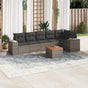 7 Piece Garden Sofa Set with Cushions Grey Poly Rattan