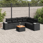 7 Piece Garden Sofa Set with Cushions Black Poly Rattan