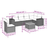 7 Piece Garden Sofa Set with Cushions Grey Poly Rattan