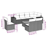 9 Piece Garden Sofa Set with Cushions Grey Poly Rattan - Side View