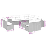 12 Piece Garden Sofa Set with Cushions Black Poly Rattan - Side View