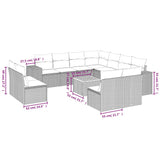 12 Piece Garden Sofa Set with Cushions Black Poly Rattan - Side View
