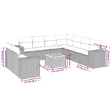 10 Piece Garden Sofa Set with Cushions Grey Poly Rattan - Side View