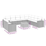 11 Piece Garden Sofa Set with Cushions Beige Poly Rattan - Side View