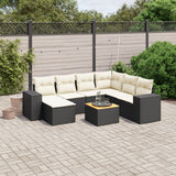 8 Piece Garden Sofa Set with Cushions Black Poly Rattan - Front View