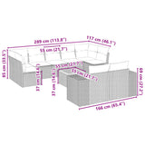 10 Piece Garden Sofa Set with Cushions Grey Poly Rattan - Low Angle
