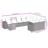 10 Piece Garden Sofa Set with Cushions Grey Poly Rattan - Low Angle