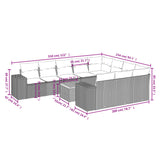 11 Piece Garden Sofa Set with Cushions Grey Poly Rattan - Low Angle