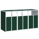 Wheelie Bin Storage for Triple Bins Green 216x81x115 cm Steel - Front View