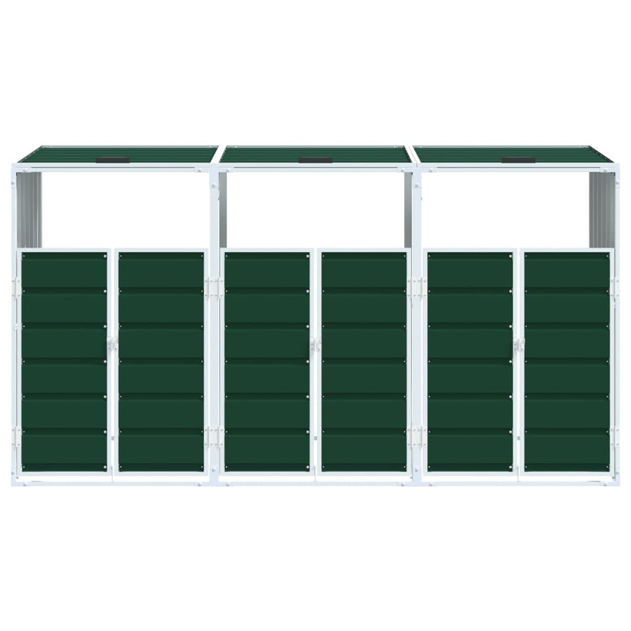 Wheelie Bin Storage for Triple Bins Green 216x81x115 cm Steel