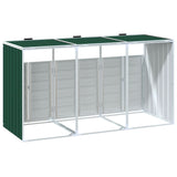 Wheelie Bin Storage for Triple Bins Green 216x81x115 cm Steel - Close-Up Angle