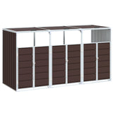 Wheelie Bin Storage for Triple Bins Brown 216x81x115 cm Steel - Front View