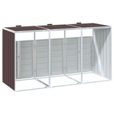 Wheelie Bin Storage for Triple Bins Brown 216x81x115 cm Steel - Close-Up Angle