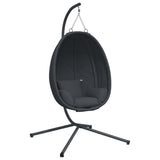 Hanging Egg Chair with Stand Anthracite Fabric and Steel - Front View