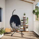 Hanging Egg Chair with Stand Anthracite Fabric and Steel - Side View