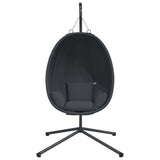 Hanging Egg Chair with Stand Anthracite Fabric and Steel - Top-Down View