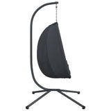 Hanging Egg Chair with Stand Anthracite Fabric and Steel - 45-Degree Angle