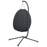 Hanging Egg Chair with Stand Anthracite Fabric and Steel - Rear View
