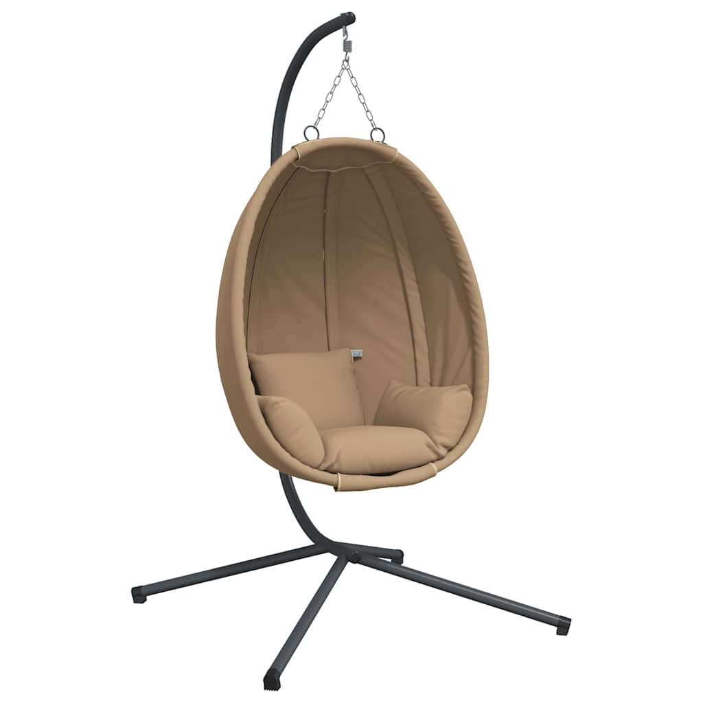 Hanging Egg Chair with Stand Taupe Fabric and Steel
