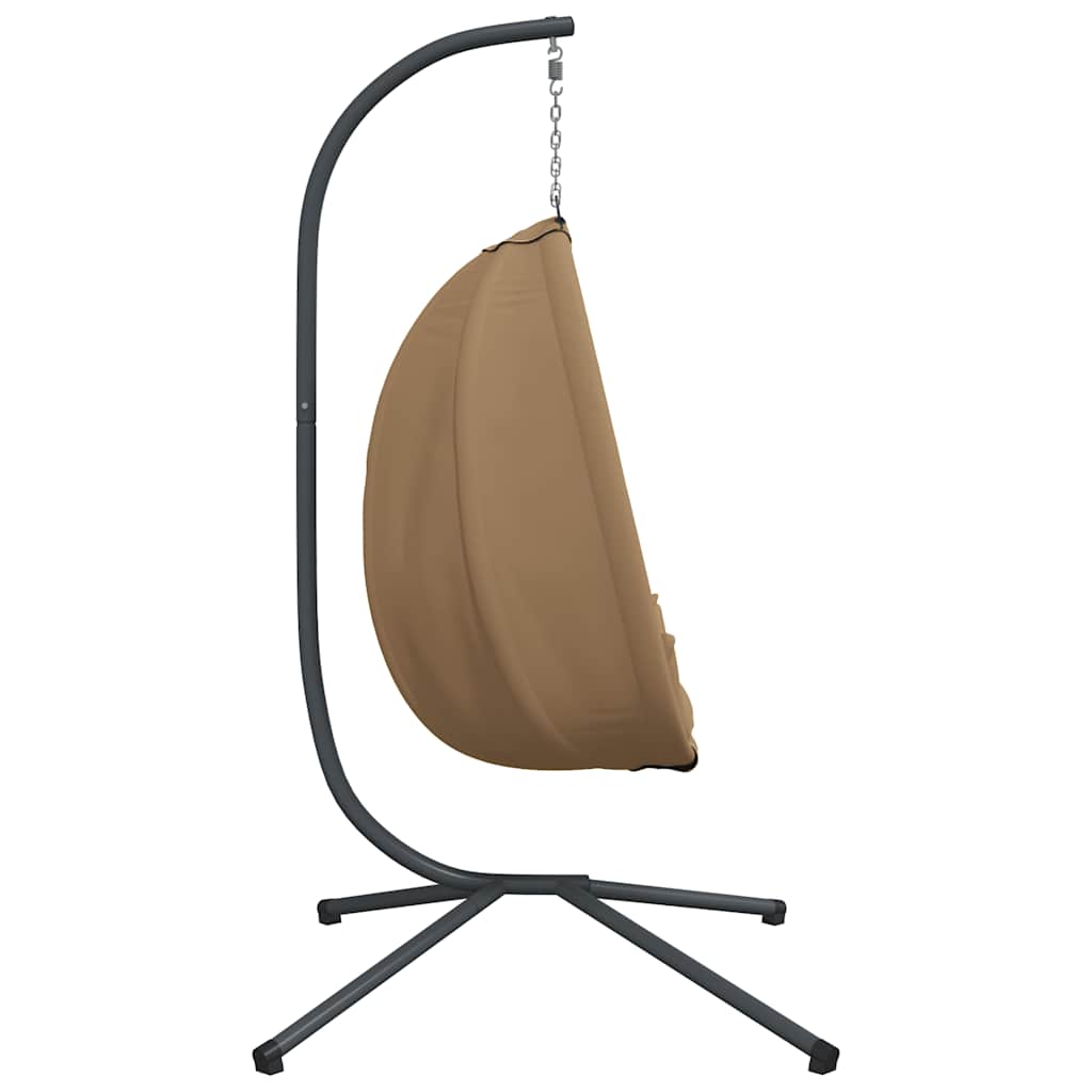 Hanging Egg Chair with Stand Taupe Fabric and Steel