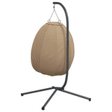 Hanging Egg Chair with Stand Taupe Fabric and Steel - Rear View