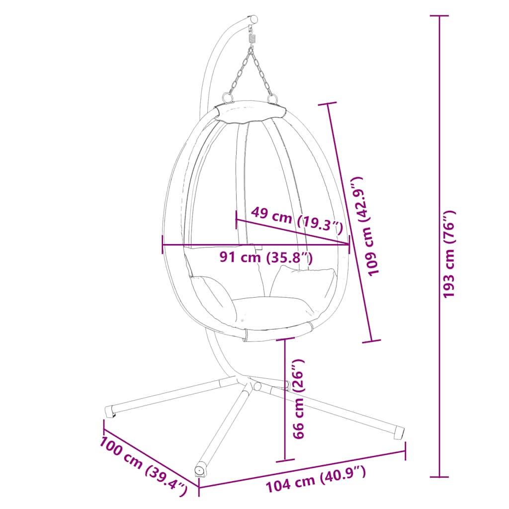 Hanging Egg Chair with Stand Taupe Fabric and Steel