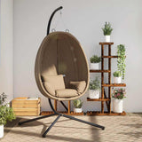 Hanging Egg Chair with Stand Taupe Fabric and Steel