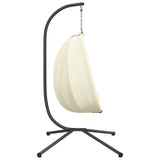 Hanging Egg Chair with Stand Beige Fabric and Steel - 45-Degree Angle