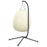 Hanging Egg Chair with Stand Beige Fabric and Steel