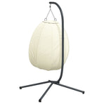 Hanging Egg Chair with Stand Beige Fabric and Steel