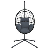 Hanging Egg Chair with Stand Anthracite Rattan and Steel - Top-Down View