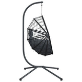 Hanging Egg Chair with Stand Anthracite Rattan and Steel - 45-Degree Angle