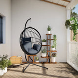 Hanging Egg Chair with Stand Anthracite Rattan and Steel
