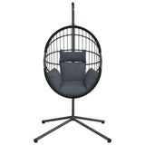 Hanging Egg Chair with Stand Anthracite Rattan and Steel