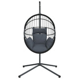 Hanging Egg Chair with Stand Anthracite Rattan and Steel - Top-Down View