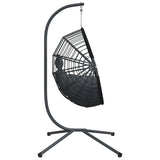 Hanging Egg Chair with Stand Anthracite Rattan and Steel
