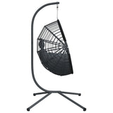 Hanging Egg Chair with Stand Anthracite Rattan and Steel - 45-Degree Angle