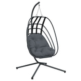 Hanging Egg Chair with Stand Anthracite Steel - Front View