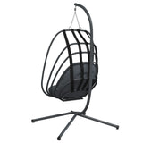 Hanging Egg Chair with Stand Anthracite Steel - Rear View