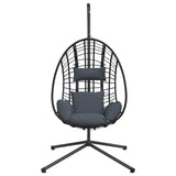 Hanging Egg Chair with Stand Anthracite Rattan and Steel - Top-Down View